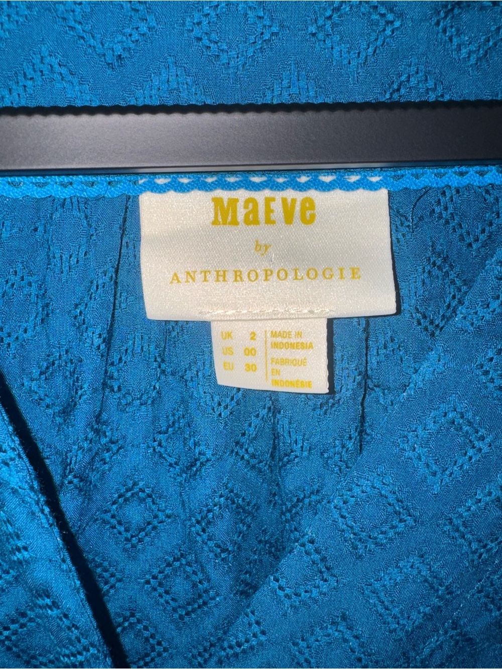 Maeve by Anthropologie Teal Lace-Texture Blouse